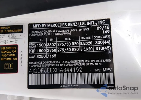 2017 Mercedes-Benz Gls 450 4Matic из США, поврежденный, VIN 4JGDF6EEXHA844152